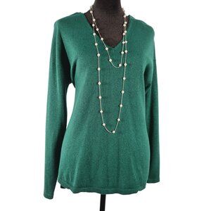 INC international concept V-Neck Emerald Green Long Sleeve Sweater Size Small‎